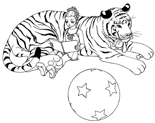 tiger girl linework